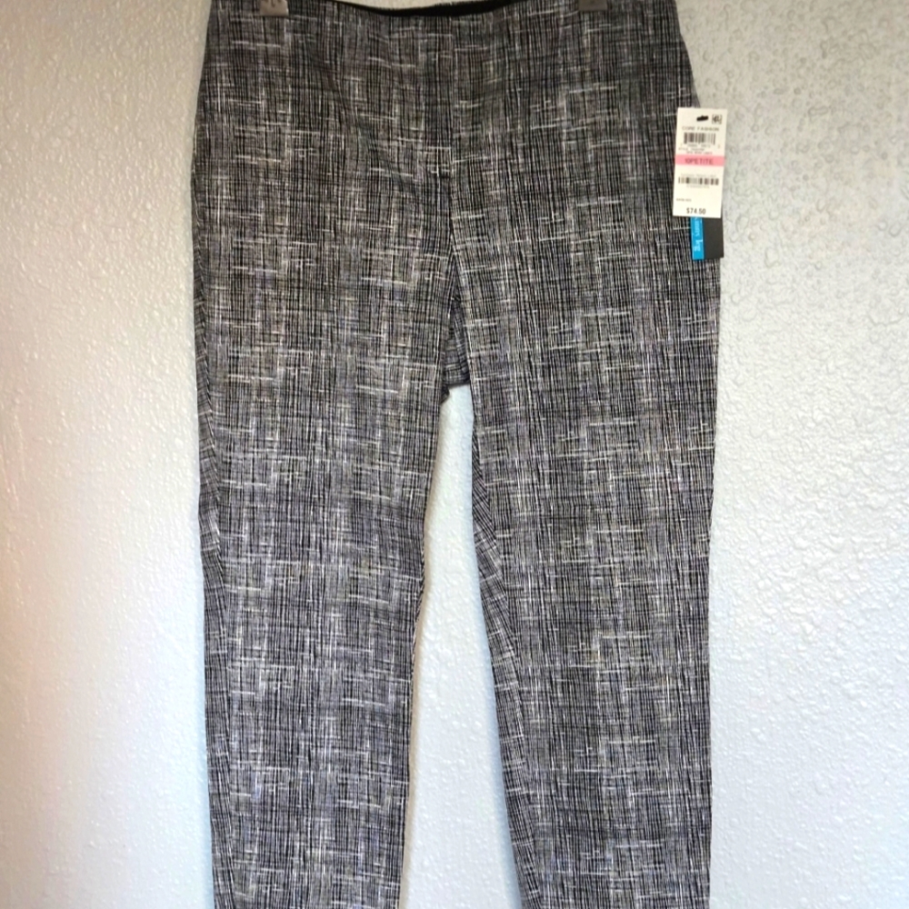 NWT Alfani petite skinny leg gray printed pants slacks womens size 10 petite